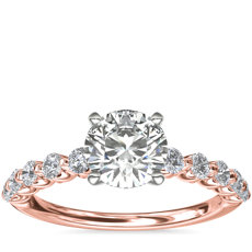14k 玫瑰金浮钻石订婚戒指（3/8 克拉总重量）